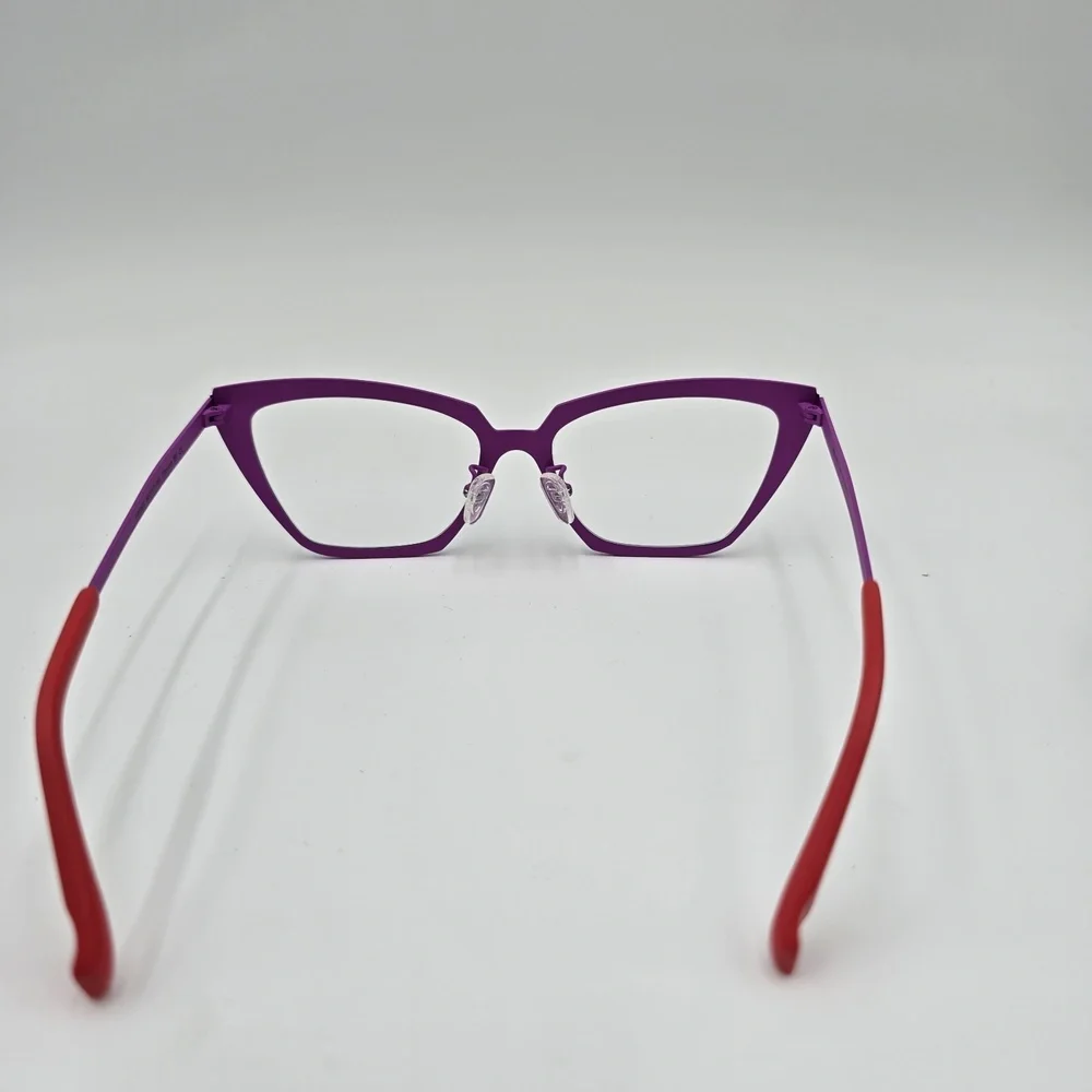 Fonex Titanium Eyeglass Frames Cat Eye Women 56-17-150 Purple Blue Red W/ Case‎